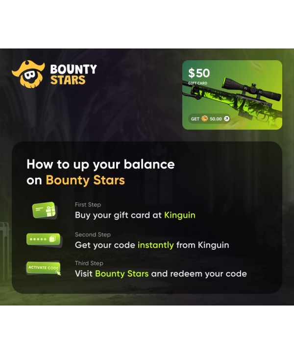 Bountystars.com $50 Wallet Card Code Key GLOBAL